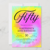 Invitation Colorful Tie Dye Pastel Boho 50e anniversaire (Devant)
