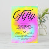 Invitation Colorful Tie Dye Pastel Boho 50e anniversaire (Debout devant)