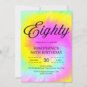 Invitation Colorful Tie Dye Pastel Boho 80e anniversaire (Devant)