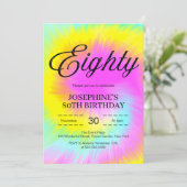 Invitation Colorful Tie Dye Pastel Boho 80e anniversaire (Debout devant)