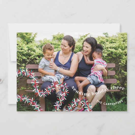 Invitation Colorful Tinsel Garland Christmas Photo Card (Devant)