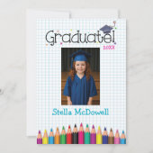 Invitation Colorful Tiny Grad Graduation (Devant)