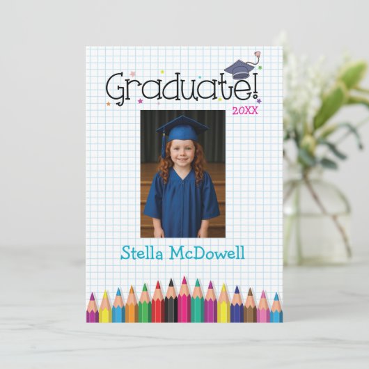 Invitation Colorful Tiny Grad Graduation (Debout devant)