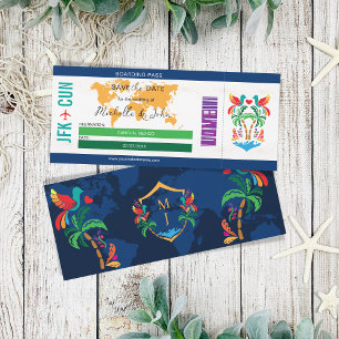 Invitation Colorful Travel Boarding Pass Mexique Enregistrer