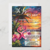 Invitation Colorful Tropical Flamingo Wedding Reception Photo (Devant)