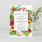 Invitation Colorful Tropical Floral Graduation Party (Debout devant)