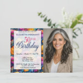 Invitation Colorful Vibrant Poppy Flower 50th Birthday Photo (Debout devant)