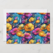 Invitation Colorful Vibrant Poppy Flower 50th Birthday Photo (Dos)