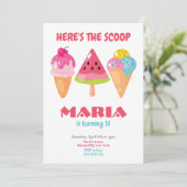 Invitation Colorful Voici le scoop Anniversaire (Debout devant)