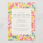 Invitation Colorful Watercolor Confetti Dots New Years Party (Devant)
