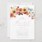 Invitation Colorful Watercolor Flowers Bridal Shower  (Devant)