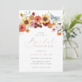 Invitation Colorful Watercolor Flowers Bridal Shower  (Debout devant)