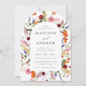 Invitation Colorful Watercolor Wildflower Arch Wedding (Devant)