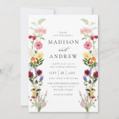Invitation Colorful Watercolor Wildflower Wedding (Devant)
