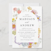 Invitation Colorful Watercolor Wildflower Wedding (Devant)