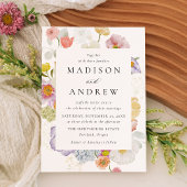 Invitation Colorful Watercolor Wildflower Wedding