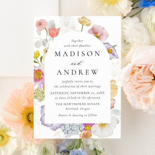 Invitation Colorful Watercolor Wildflower Wedding