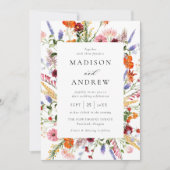 Invitation Colorful Watercolor Wildflower Wedding (Devant)