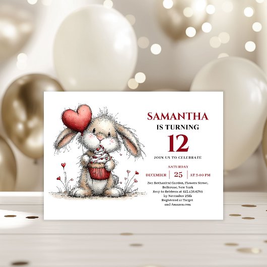 Invitation Colorful whimsical bunn animals edit kids birthday