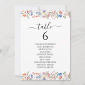 Invitation Colorful Whimsical Wildflower Wedding Table Number (Devant)