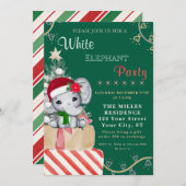 Invitation Colorful White Elephant Christmas Holiday Party (Devant / Derrière)