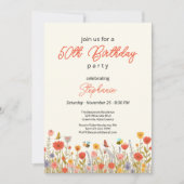Invitation Colorful Wildflower Bee's 50th Birthday Party (Devant)
