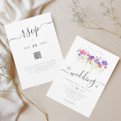 Invitation Colorful Wildflower Boho Wedding QR code