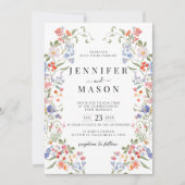 Invitation Colorful Wildflower Floral Wreath Boho Wedding (Devant)