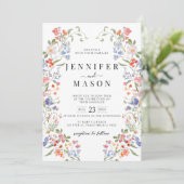 Invitation Colorful Wildflower Floral Wreath Boho Wedding (Debout devant)