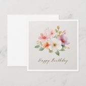 Invitation Colorful Wildflower Happy Birthday (Devant / Derrière)