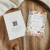 Invitation Colorful Wildflower QR Code Wedding