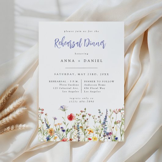 Invitation Colorful Wildflower Wedding Rehearsal Dinner
