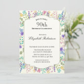 Invitation Colorful Wildflowers 90th Birthday Party (Debout devant)