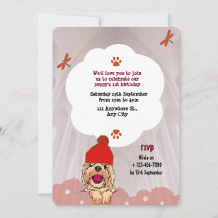 Invitation Colorfull mignon Illustré Chien Anniversaire