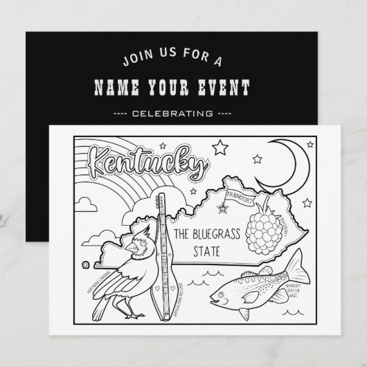 Invitation coloriage kentucky me collage (Devant / Derrière)