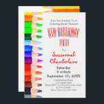 Invitation Coloring Theme Rainbow Pencils Kids Birthday Party<br><div class="desc">This fun kids birthday invitation design feobjets a column of rainbow watercolor pencils. Tous les détails sur le front with red font color for the party and name information. fill in the template text fields under personalize, remove any information or click customize to select a font style, size, and color...</div>