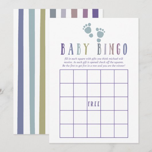 Invitation Coloris tendance Baby shower bébé Bingo (Devant / Derrière)