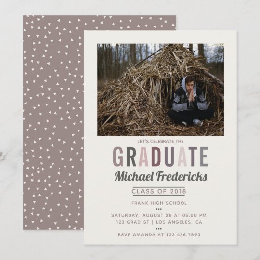 Invitation Colorway tendance Photo Graduation Party invitatio (Devant / Derrière)