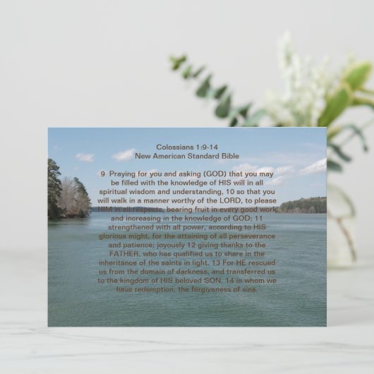 Invitation Colossiens Couverture complète de la fiche de priè (Debout devant)