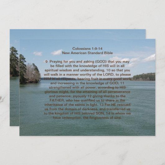 Invitation Colossiens Couverture complète de la fiche de priè (Devant / Derrière)