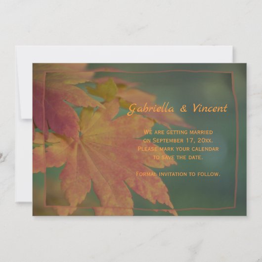 Invitation Colours d'automne Mariage Enregistrer la date Fair (Devant)