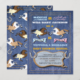 Invitation Colt occidental ou Baby shower de révélation de ge