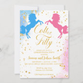 Invitation Colt ou filin Garçon ou fille rose bleu sexe révél (Devant)