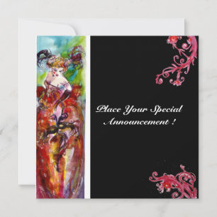 Invitation COLUMBINE, Mardi Gras, Soirée Mascarade Sweet 16