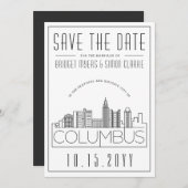 Invitation Columbus décoration de mariage style Skyline Save (Devant / Derrière)