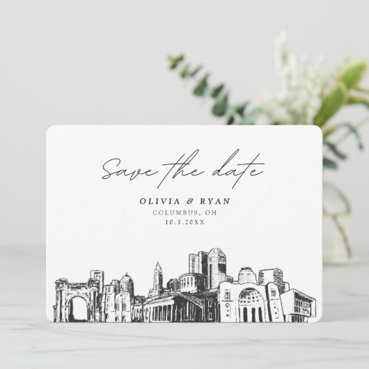 Invitation Columbus Mariage Moderne Enregistrer la date (Debout devant)