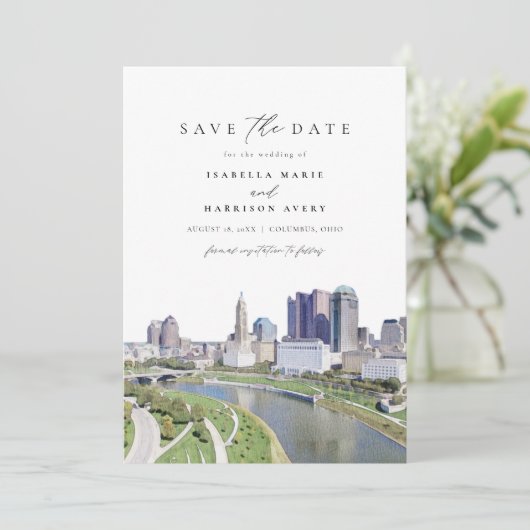 Invitation COLUMBUS OHIO Skyline Enregistrer la date Invitati (Debout devant)