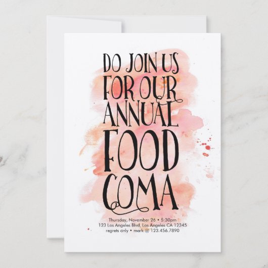 Invitation Coma de la nourriture de Thanksgiving m (Devant)