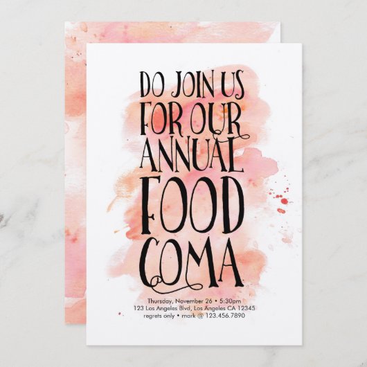 Invitation Coma de la nourriture de Thanksgiving m (Devant / Derrière)