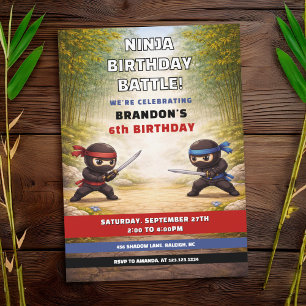 Invitation Combat de ninja ludique dans une forêt de bambou p